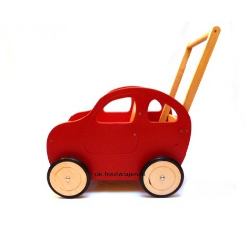 houten loopauto rood